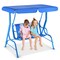 Kids Patio Porch Bench Swing W/ Safety Belt Canopy Outdoor Furniture Blue